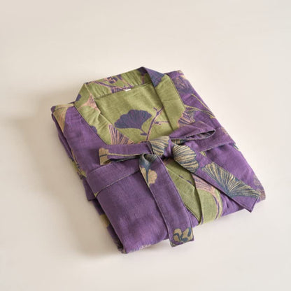 Ownkoti Cotton Gauze Ginkgo Kimono Bathrobe for Maximum Comfort