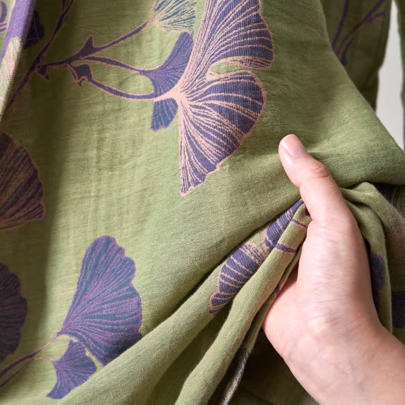 Ownkoti Cotton Gauze Ginkgo Kimono Bathrobe for Maximum Comfort
