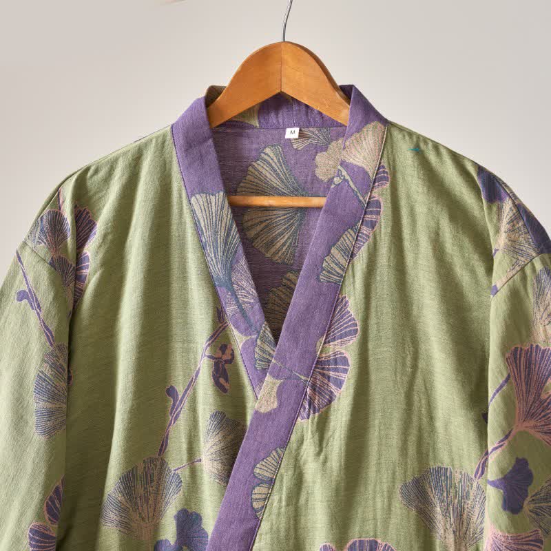 Ownkoti Cotton Gauze Ginkgo Kimono Bathrobe for Maximum Comfort