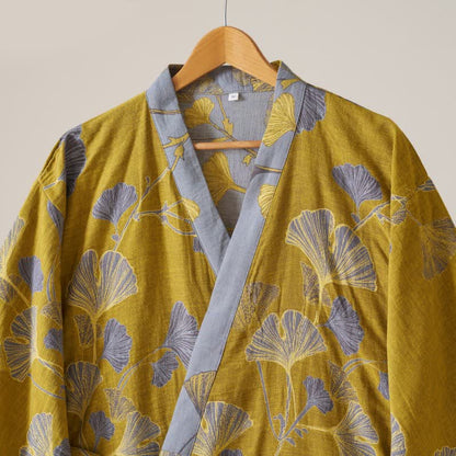 Ownkoti Cotton Gauze Ginkgo Kimono Bathrobe for Maximum Comfort