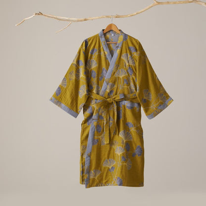 Ownkoti Cotton Gauze Ginkgo Kimono Bathrobe for Maximum Comfort