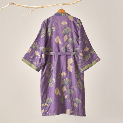 Ownkoti Cotton Gauze Ginkgo Kimono Bathrobe for Maximum Comfort