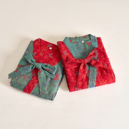 Ownkoti Vintage Butterfly Cotton Gauze Kimono Robe - Elegant & Comfortable Lounge Wear