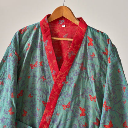 Ownkoti Vintage Butterfly Cotton Gauze Kimono Robe - Elegant & Comfortable Lounge Wear