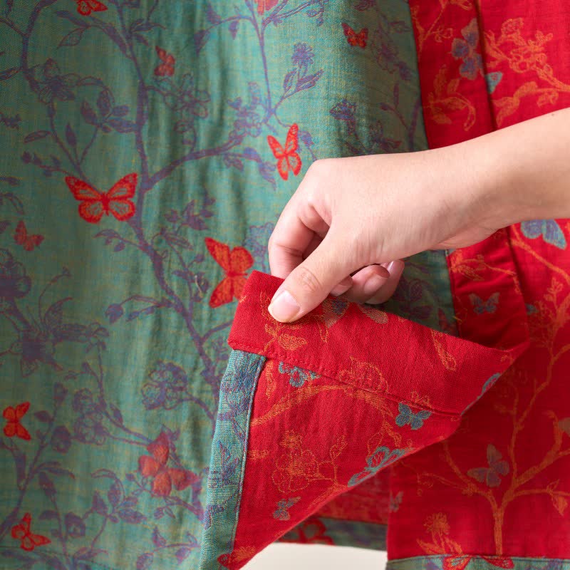 Ownkoti Vintage Butterfly Cotton Gauze Kimono Robe - Elegant & Comfortable Lounge Wear