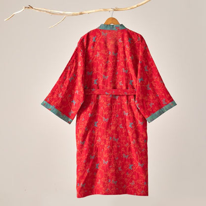 Ownkoti Vintage Butterfly Cotton Gauze Kimono Robe - Elegant & Comfortable Lounge Wear