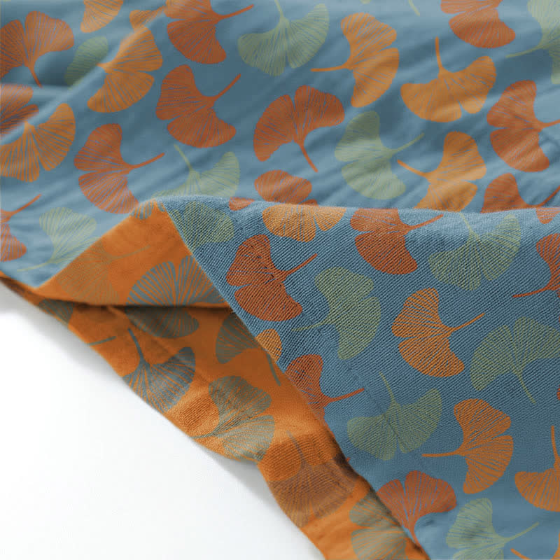 Ownkoti Ginkgo Leaves Cotton Kimono Loungewear Set for Ultimate Comfort