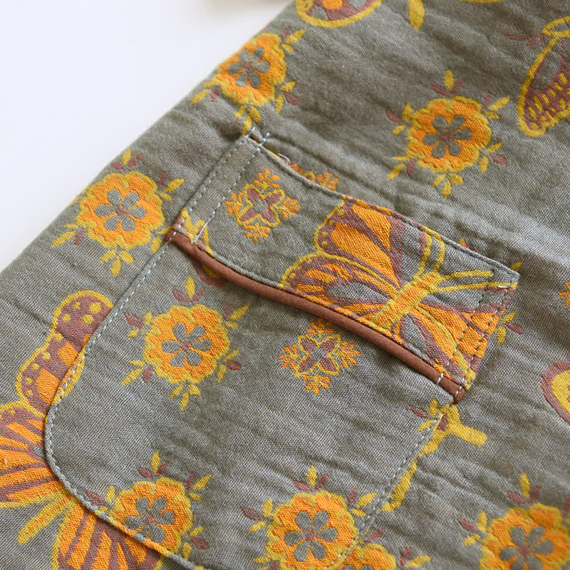 Summer Elegant Cotton Butterfly Shorts Set for Relaxation