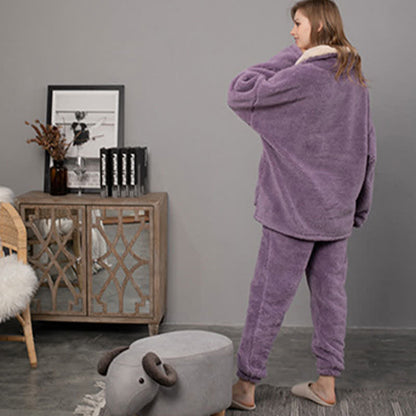 Ownkoti Cozy V-Neck Winter Lounge Set for Warm Comfort