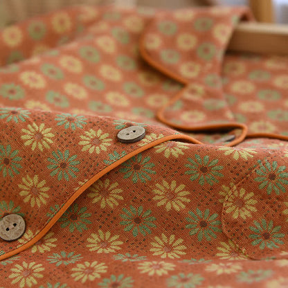 Original Ownkoti Relaxation Set Made of 100% Cotton with Jacquard Daisy Pattern — Comfort and Style in One