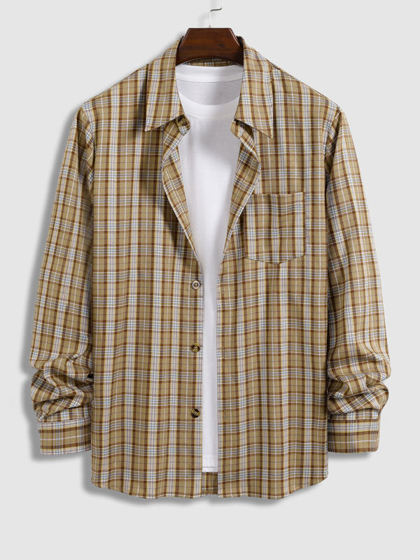 Men's Slim Fit Casual and Elegant Checkered Long Sleeve Shirt