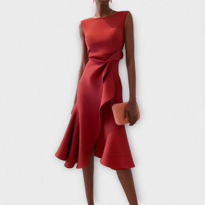 Avero | Asymmetric Draped Midi Dress