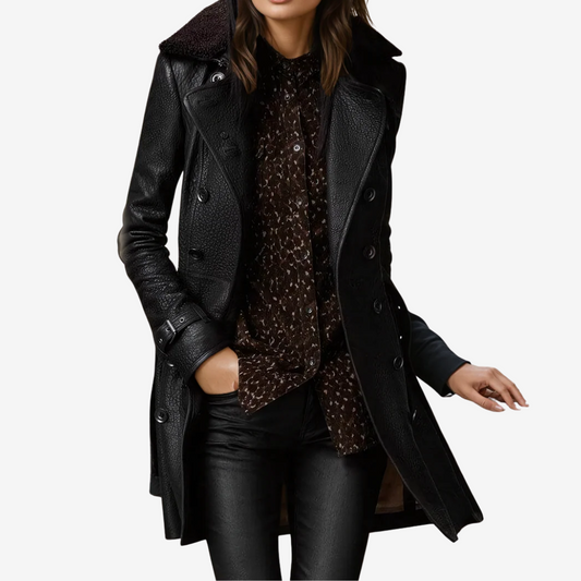 Sofie™ Elegant Faux Leather Coat for a Modern and Sophisticated Style