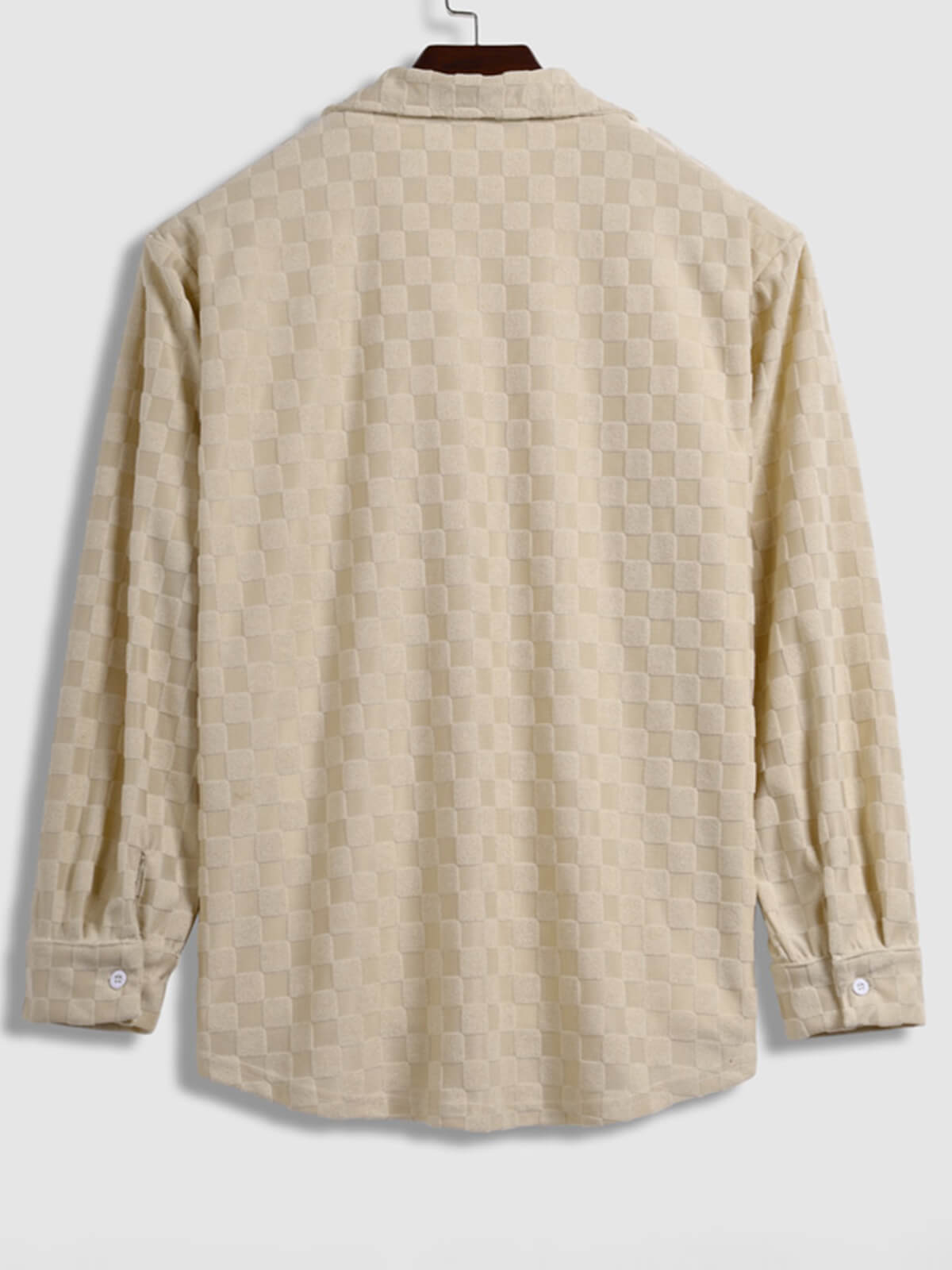 Men's Casual Tartan Fabric Terry Long Sleeve Shirt