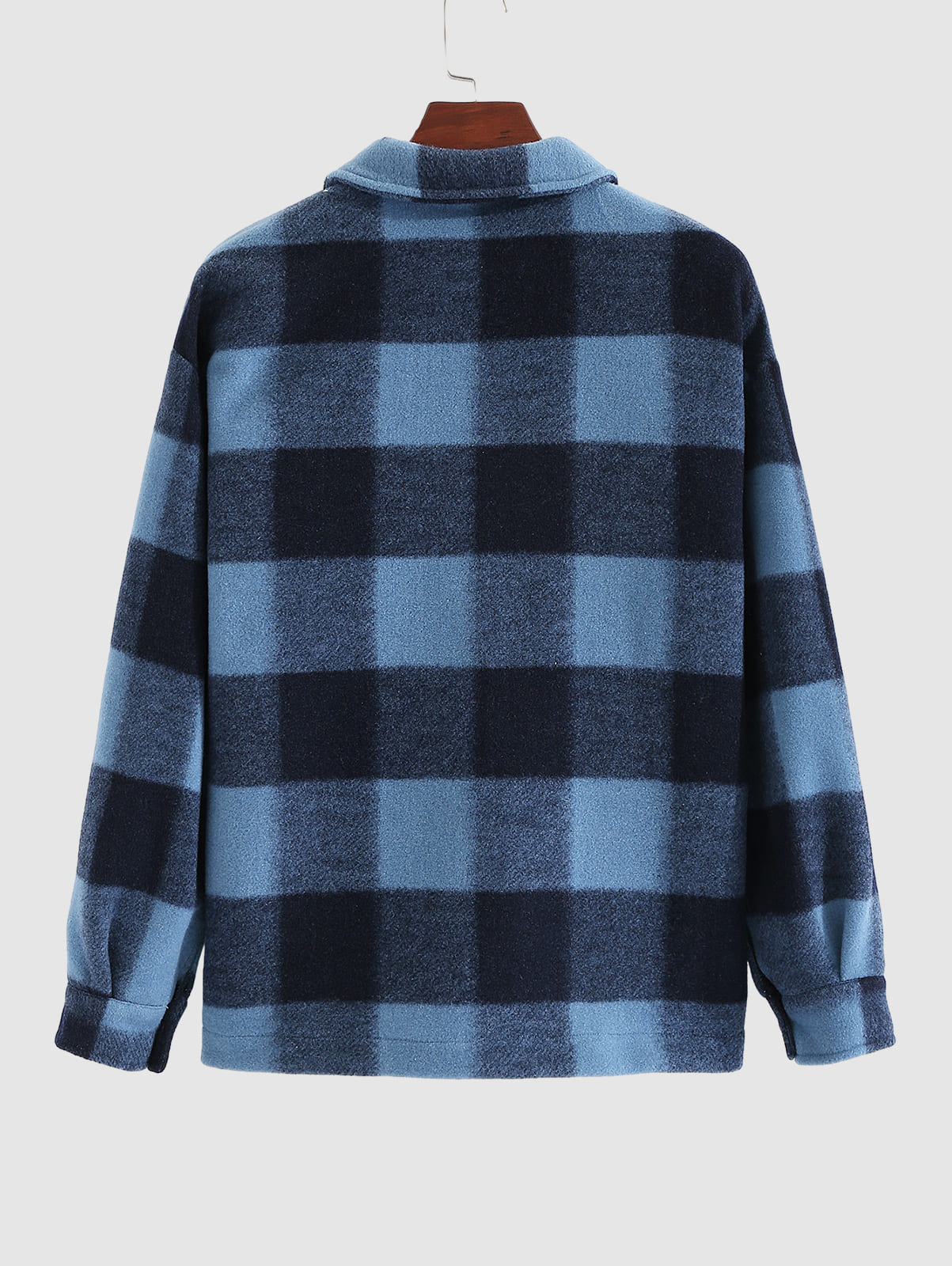 Men's Stylish Plaid Wool Blend Long Sleeve Shirt Jacket for Comfort and Warmth