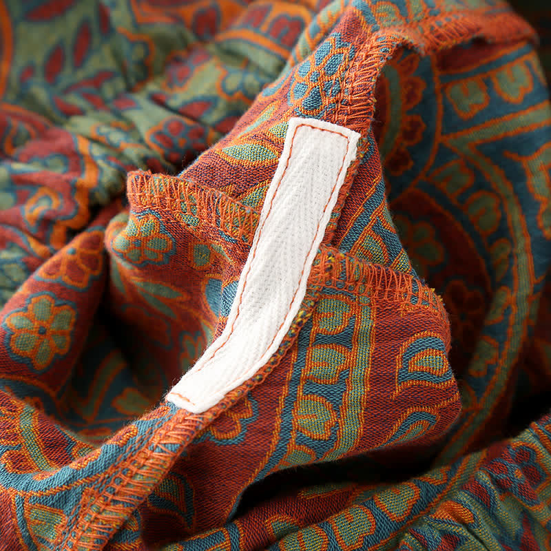 Ownkoti Vintage Jacquard Crew Neck Loungewear Set for Stylish Relaxation