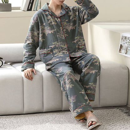 Ownkoti Floral Print Cotton Gauze Loungewear Set for Comfortable Relaxation