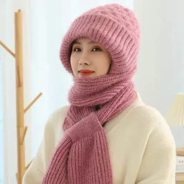 Women’s Windproof Fleece-Lined Hat and Scarf with Ear Protection