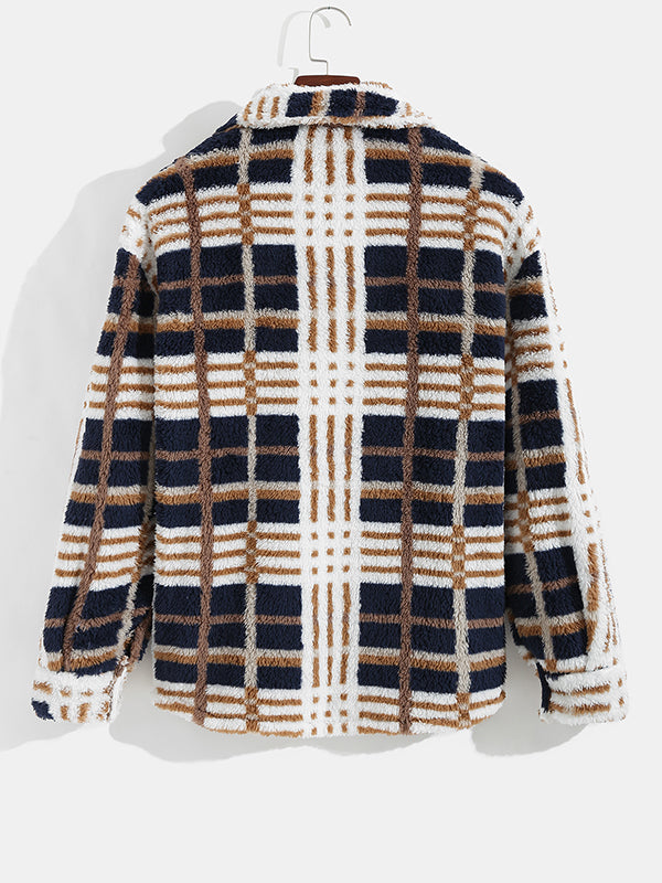 Classic men's plaid flannel jacket with notch lapel