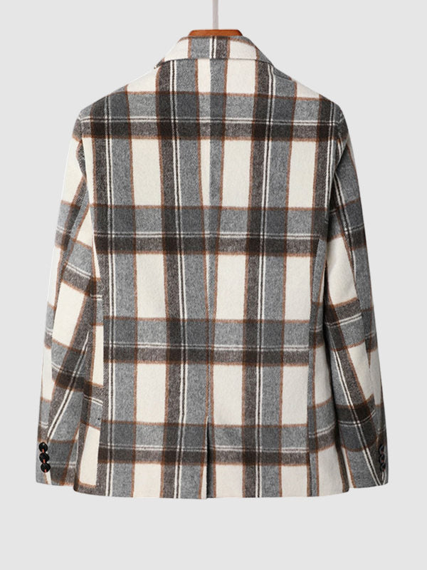 Elegant Plaid Wool Blend Blazer