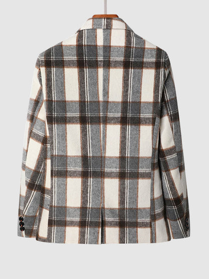 Elegant Plaid Wool Blend Blazer