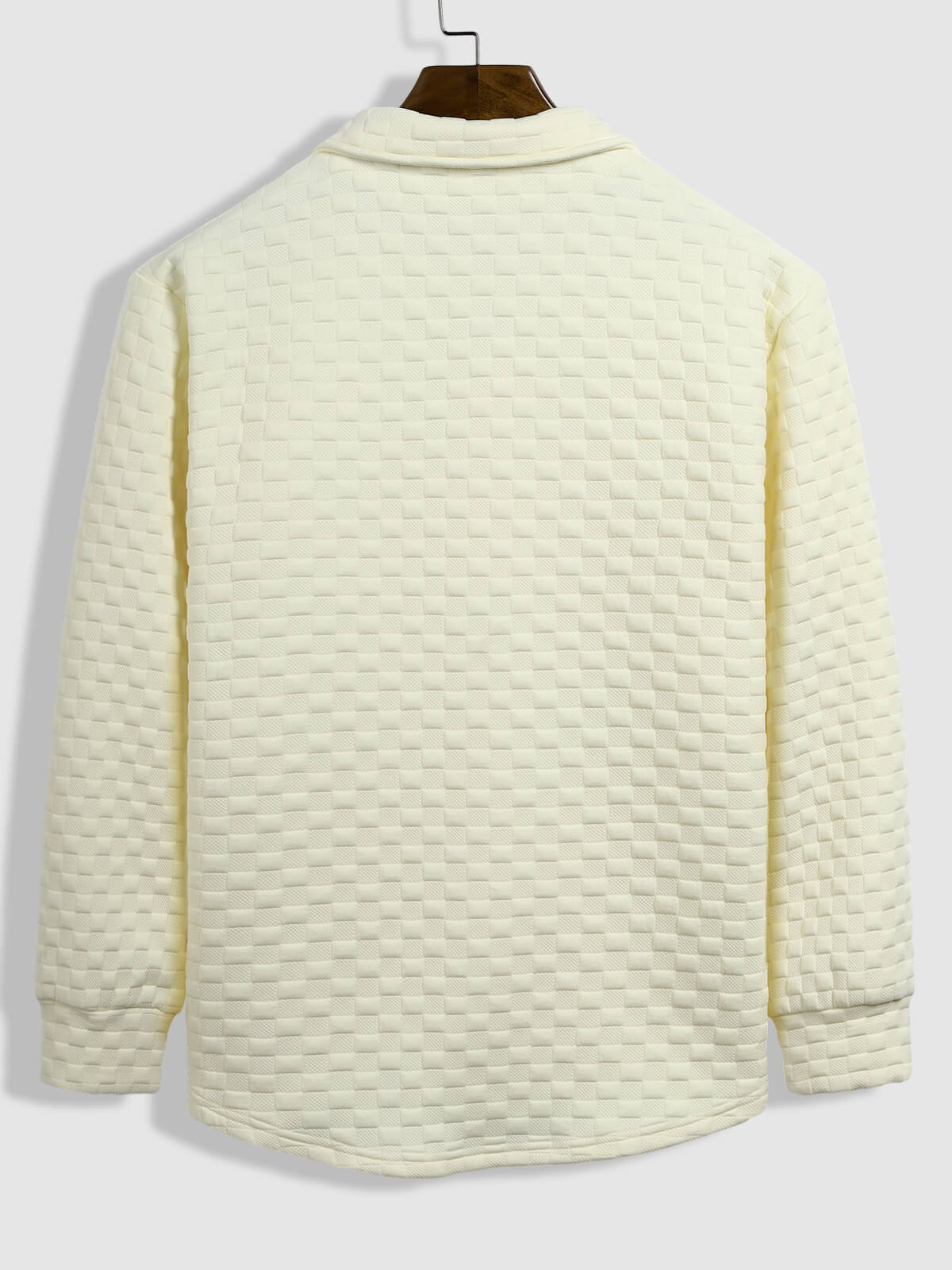 Men's Classic Solid Color Plaid Texture Button-Up Shirt Jacket