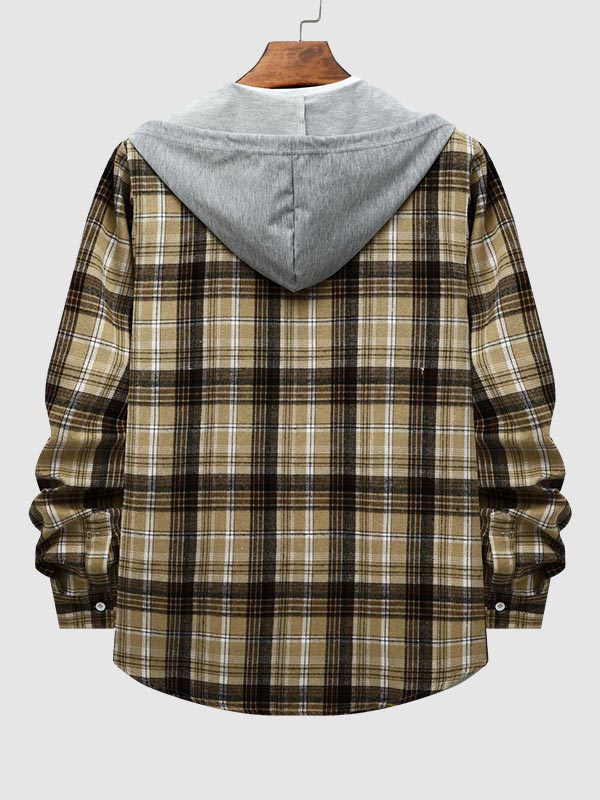 Stylish Classic Men's Thin Jacket with Plaid Hood