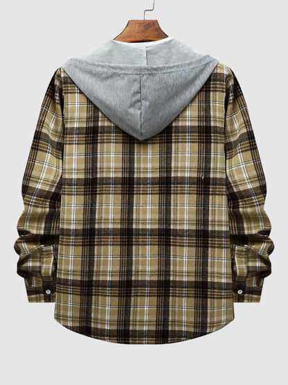 Stylish Classic Men's Thin Jacket with Plaid Hood