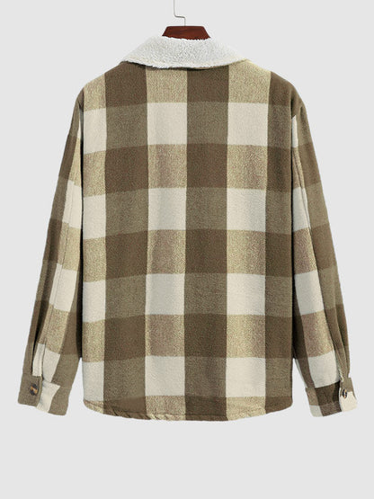 Men's wool-blend jacket with fleece lining, button closure, and innovative double pockets