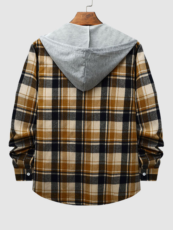 Stylish Classic Men's Thin Jacket with Plaid Hood