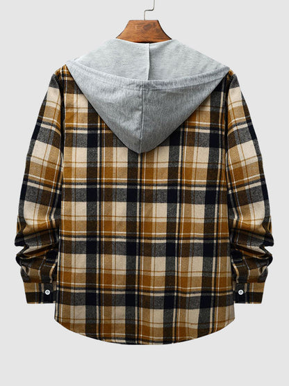 Stylish Classic Men's Thin Jacket with Plaid Hood