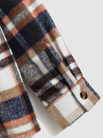 Men's timeless plaid wool blend long-sleeve button-down shirt jacket for versatile style