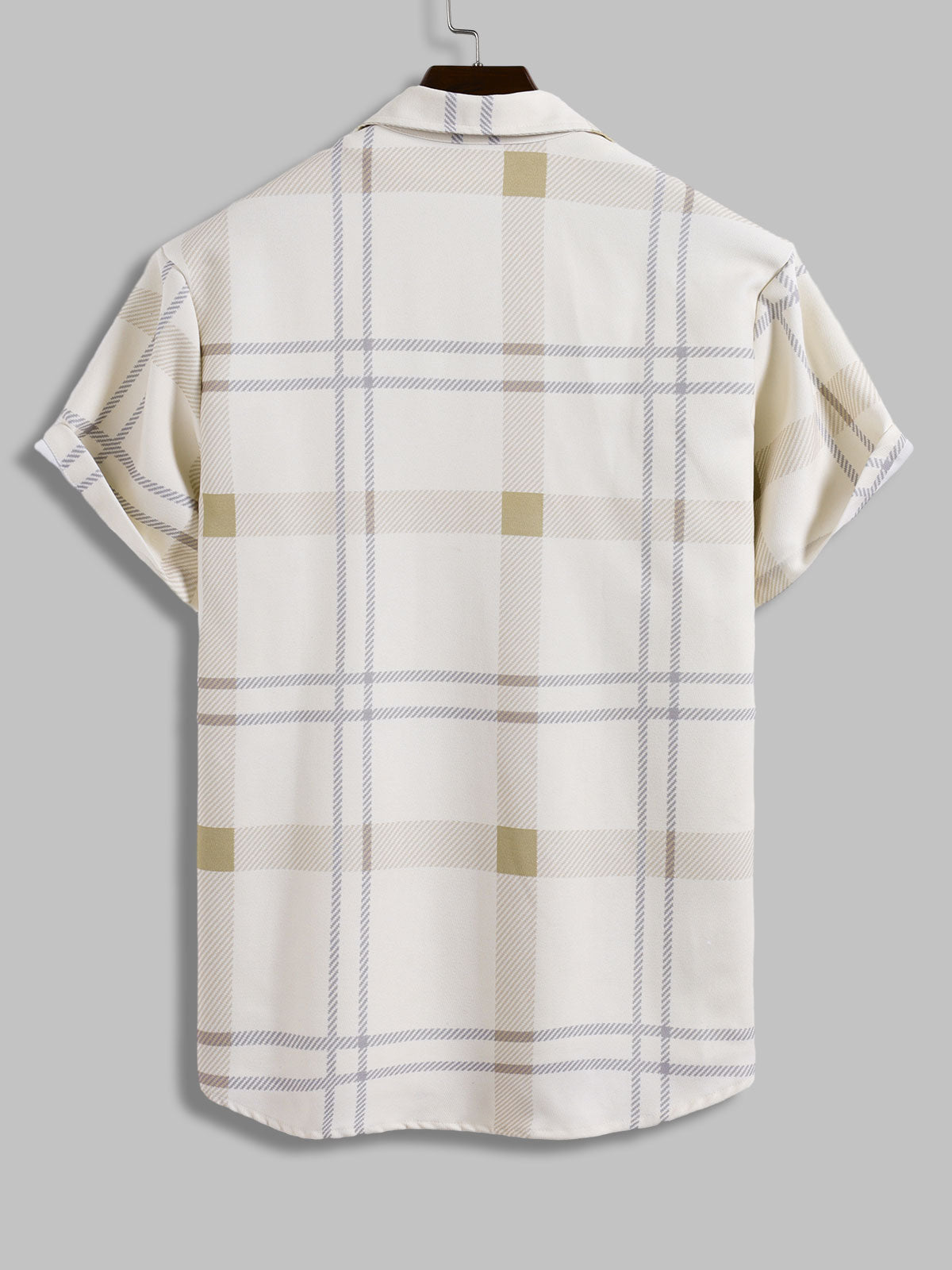 Men's short sleeve retro style shirt with checkered pattern and pocket