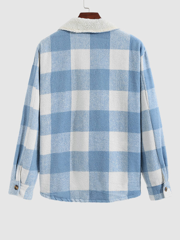 Men's wool-blend jacket with fleece lining, button closure, and innovative double pockets