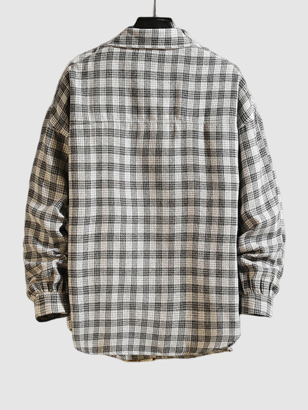 Men's Casual Plaid Shirt with Elegant Collar