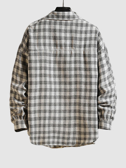 Men's Casual Plaid Shirt with Elegant Collar