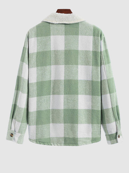 Men's wool-blend jacket with fleece lining, button closure, and innovative double pockets