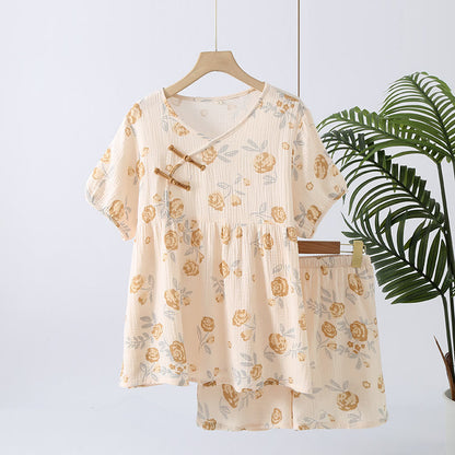 Boho Chic Rustic Rose Cotton Gauze Pajama Set for Ultimate Comfort