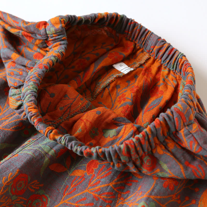 Ownkoti Vintage Leaf Cotton Lounge Set for Stylish Comfort