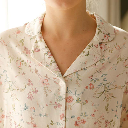 Ownkoti Floral Satin V-Neck Long Sleeve Sleepwear for Ultimate Comfort