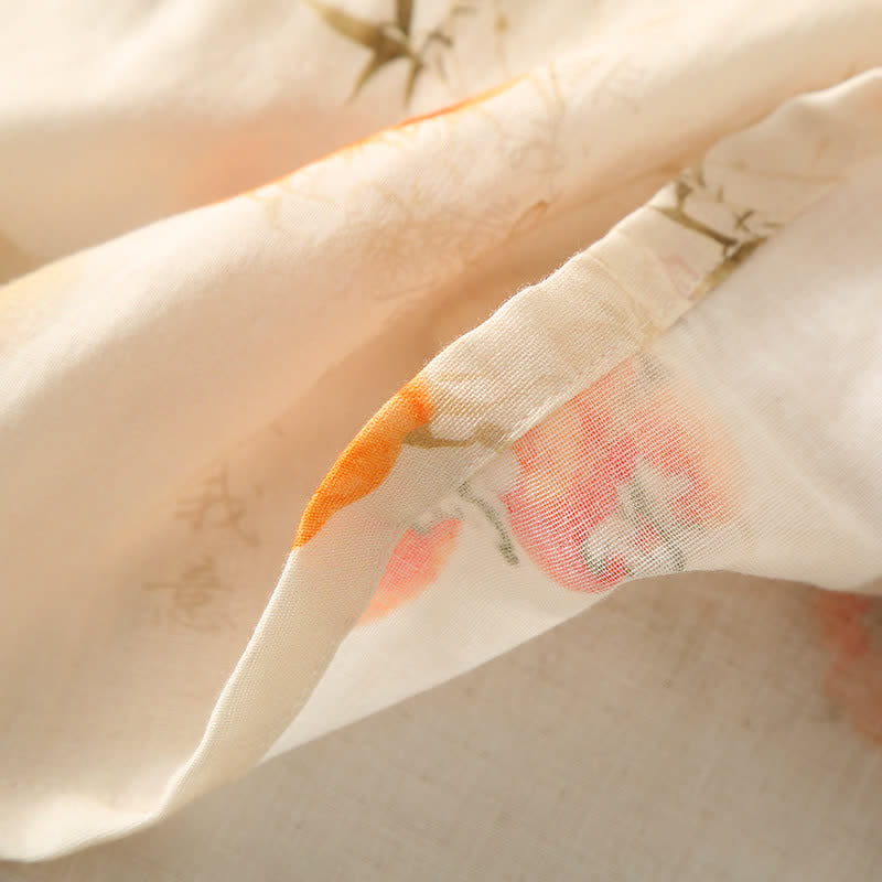 Majestic Persimmon Double Layer Gauze Nightwear Set for Comfort and Elegance