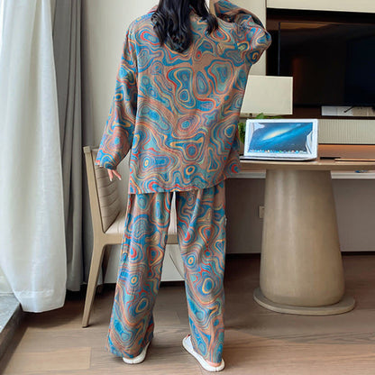 Ownkoti Plus Size Art-Print Cotton Loungewear Set for Cozy Hours