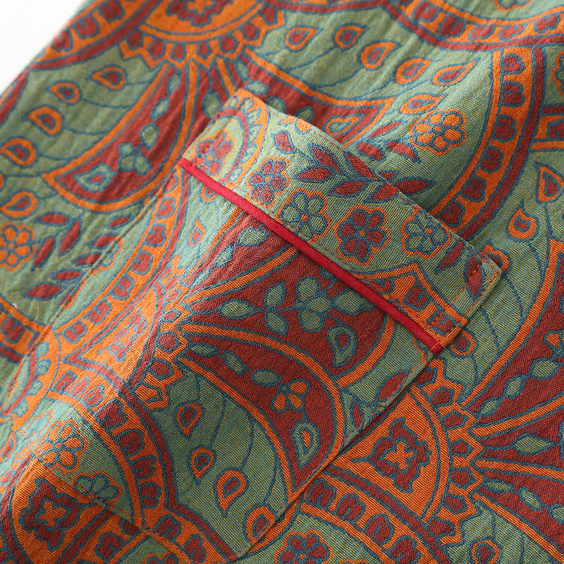 Ownkoti Vintage Jacquard Crew Neck Loungewear Set for Stylish Relaxation