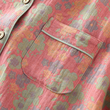 Ownkoti Plum Blossom Cotton Gauze Cozy Loungewear Set