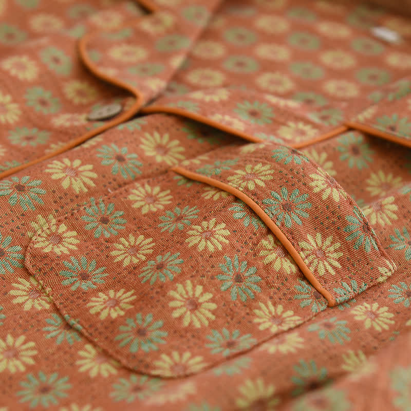 Original Ownkoti Relaxation Set Made of 100% Cotton with Jacquard Daisy Pattern — Comfort and Style in One