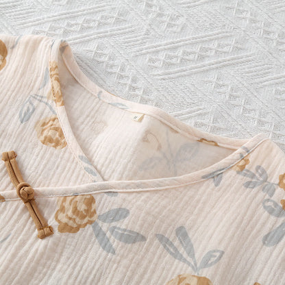 Boho Chic Rustic Rose Cotton Gauze Pajama Set for Ultimate Comfort