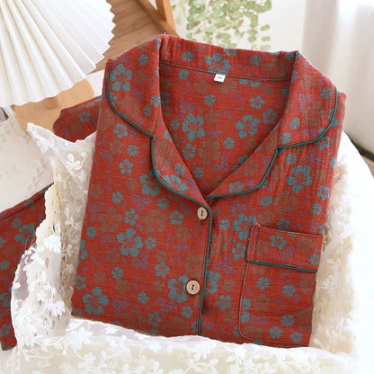 Ownkoti Floral Double Layer Gauze Pajama Set for Ultimate Comfort and Style