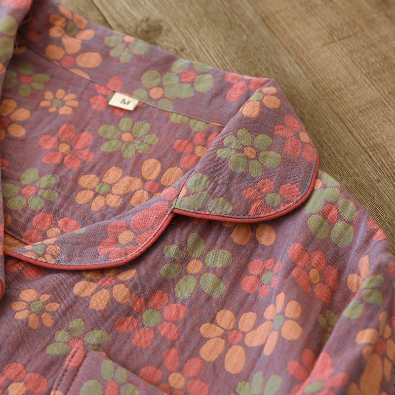 Ownkoti Cotton Gauze Pajama Set with Long Sleeve Design for Optimal Comfort