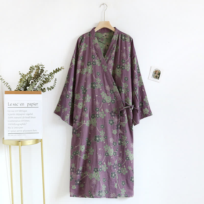 Ownkoti Jacquard Silk Blossom Cotton Bathrobe