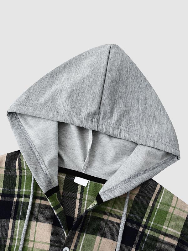 Men's Stylish Lightweight Plaid Hooded Casual Jacket
